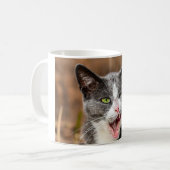 Grappig, geeuwen, moe, kattenkoffie mok (Voorkant links)