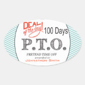 Grappig Gefeliciteerd, gepromoot om tijd uit te st Ovale Sticker (Voorkant)