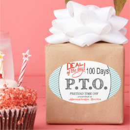 Grappig Gefeliciteerd, gepromoot om tijd uit te st Ovale Sticker