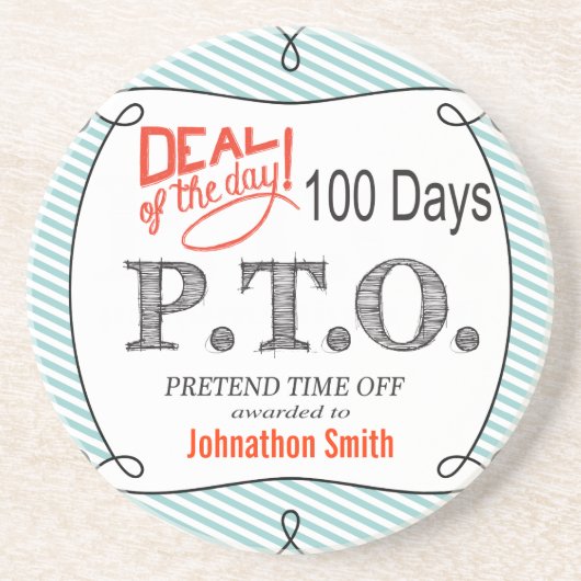 Grappig Gefeliciteerd, gepromoot om tijd uit te st Zandsteen Onderzetter (Voorkant)