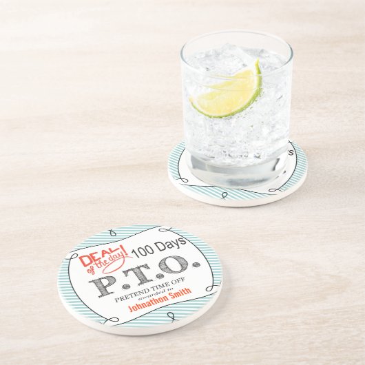 Grappig Gefeliciteerd, gepromoot om tijd uit te st Zandsteen Onderzetter (Zijkant)