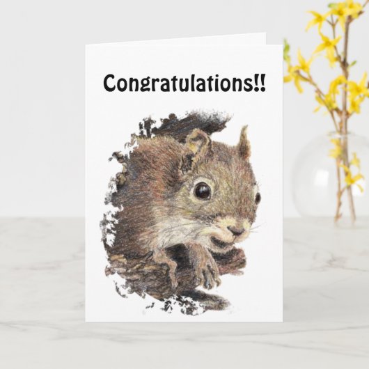 Grappig gefeliciteerd met Cute Squirrel Animal Kaart (Gele Bloem)