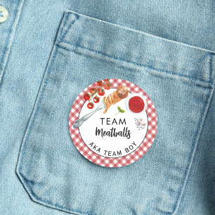 Grappig gehaktbal team jongen geslacht onthulling  ronde sticker