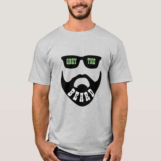 Grappig Gehoorzaam de baard (Black Beard Green Eye T-shirt (Voorkant)