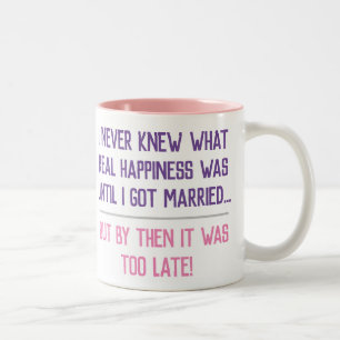 Grappig gehuwd leven citaat tweekleurige koffiemok