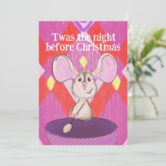 Grappig geïllustreerd laat na kerst Kaart (Staand voorkant)