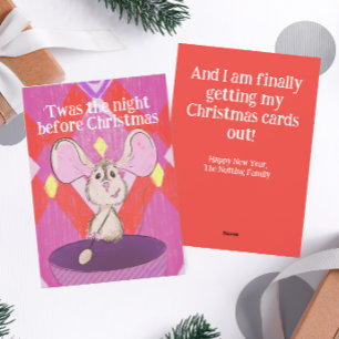 Grappig geïllustreerd laat na kerst Kaart