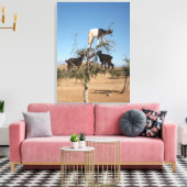 Grappig geit in een boom canvas afdruk (Insitu (Woonkamer))