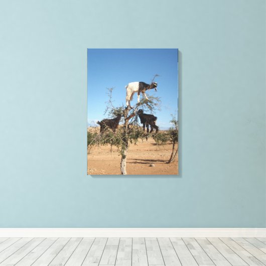 Grappig geit in een boom canvas afdruk (Insitu (Houten vloer))