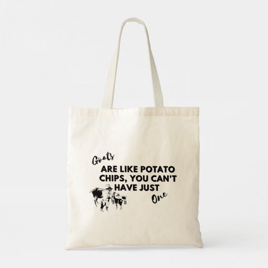 Grappig geitencitaat: Geiten zijn als chips Tote Bag (Achterkant)