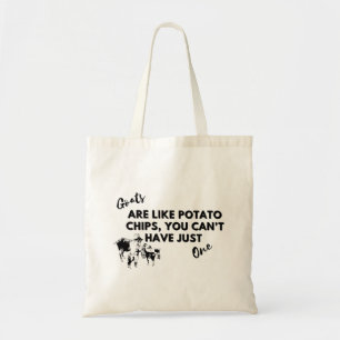 Grappig geitencitaat: Geiten zijn als chips Tote Bag