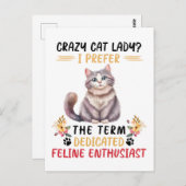 Grappig gek kat dame citaat briefkaart (Voorkant / Achterkant)