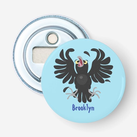 Grappig gekke cartoon-illustratie button flesopener (Voorkant)