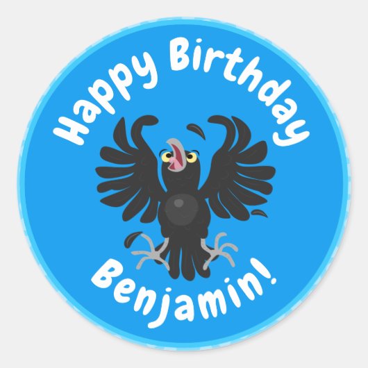 Grappig gekke cartoon-illustratie ronde sticker (Voorkant)