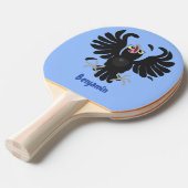 Grappig gekke cartoon-illustratie tafeltennisbatje (Voorkant Gekanteld)