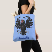 Grappig gekke cartoon-illustratie tote bag (Dichtbij)