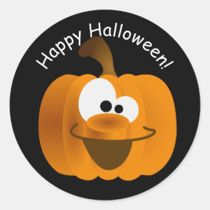 Grappig Gekke Emoji Halloween Pumpkin Ronde Sticker