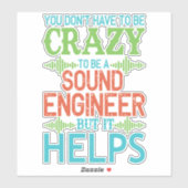 Grappig gekke geluidstechnicus kleurrijke niveaus sticker (Vel)