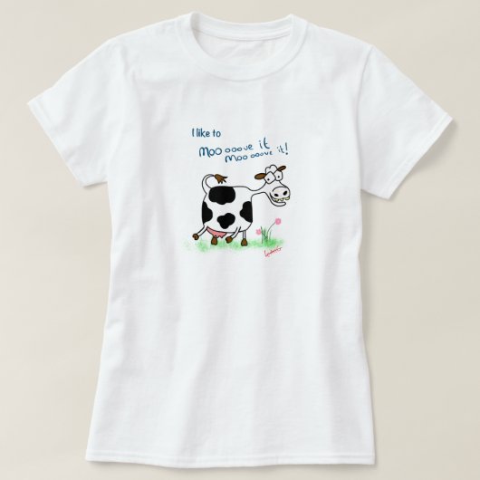 Grappig gekke koe cartoon t-shirt Ik hou ervan om  (Design voorkant)