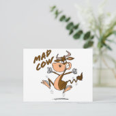 Grappig gekke koe stripfiguur briefkaart (Staand voorkant)