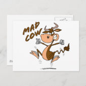 Grappig gekke koe stripfiguur briefkaart (Voorkant / Achterkant)