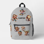 Grappig Gekke Monkey Waterverf Patroon Monogram Bedrukte Rugzak (Voorkant)