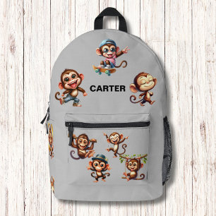 Grappig Gekke Monkey Waterverf Patroon Monogram Bedrukte Rugzak