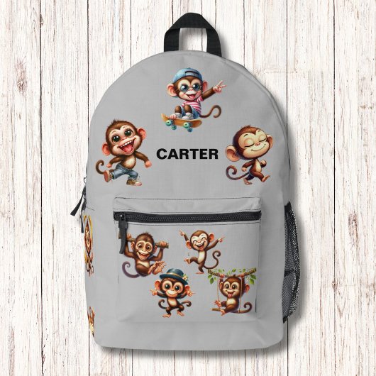 Grappig Gekke Monkey Waterverf Patroon Monogram Bedrukte Rugzak