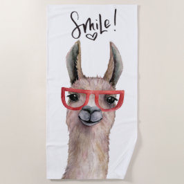 Grappig Gekke Smile Llama Beach Handdoek