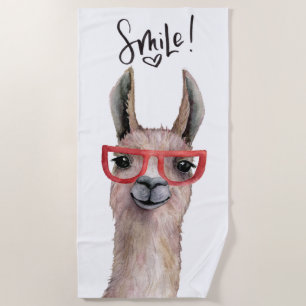Grappig Gekke Smile Llama Beach Handdoek
