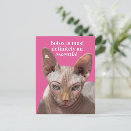 Grappig gekreukeld kat-botox is essentieel briefkaart (Staand voorkant)