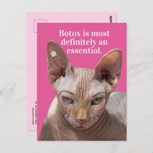 Grappig gekreukeld kat-botox is essentieel briefkaart (Voorkant / Achterkant)