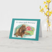 Grappig gekreukst honden Oude 60e verjaardag Kaart (Gele Bloem)