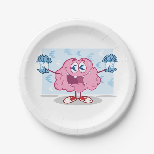 Grappig Geld Brein Cartoon Euro Cash Lover Papieren Bordje (Voorkant)