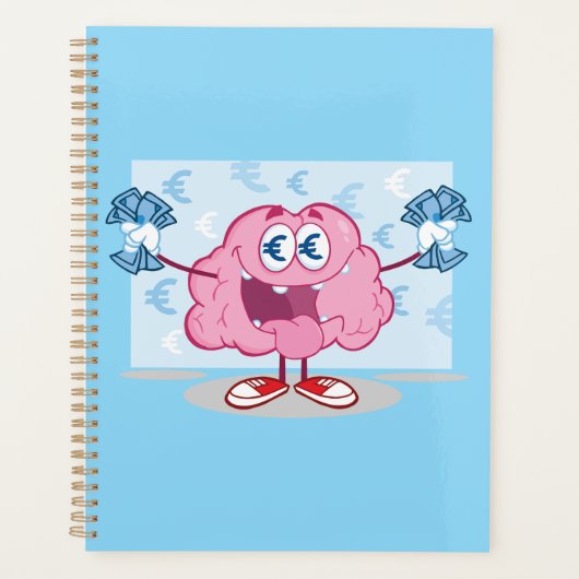 Grappig Geld Brein Cartoon Euro Cash Lover Planner (Voorkant)