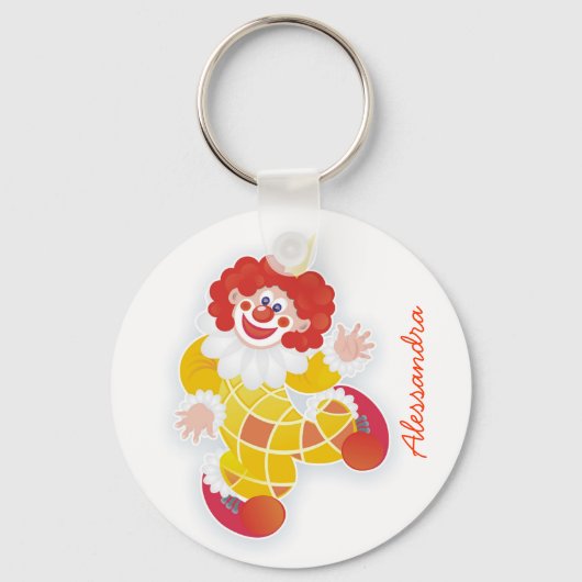 grappig gele clown met jouw naam sleutelhanger (Voorkant)