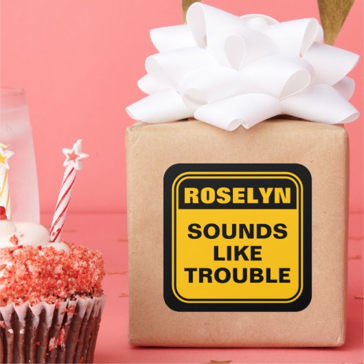 Grappig gele geluiden als probleemwaarschuwingstek vierkante sticker (Feest)