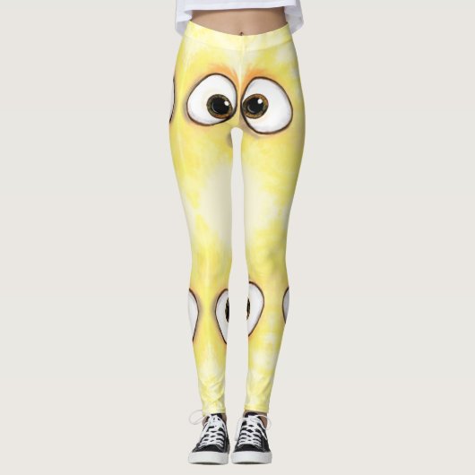 Grappig gele Leggings Verrafte ogen - speelse (Voorkant)