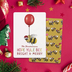 Grappig Gele Yule Bee Vrolijk en Heldere Kerst Feestdagenkaart