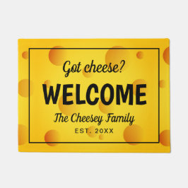 Grappig gele zwitserse kaasfamilie welkomstdoormat deurmat