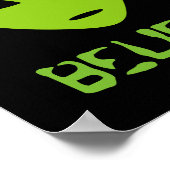 Grappig GELOOF groene alien hoofd muur kunst poste Poster (Hoek)