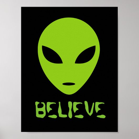 Grappig GELOOF groene alien hoofd muur kunst poste Poster (Voorkant)