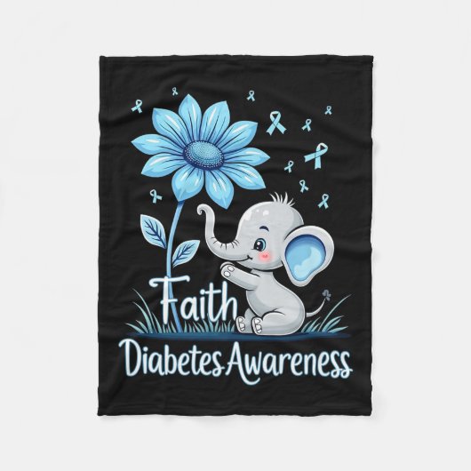 Grappig Geloof Olifant Zonnebloem Ribbon Diabetes  Fleece Deken (Voorkant)