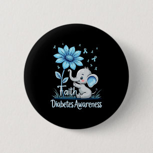 Grappig Geloof Olifant Zonnebloem Ribbon Diabetes Ronde Button 5,7 Cm