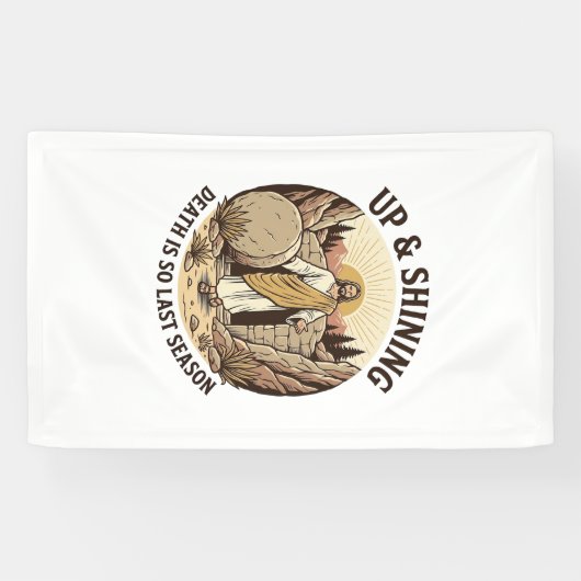 Grappig Geloof Opstanding Grot Vintage Gravure Sh Spandoek (Horizontaal)