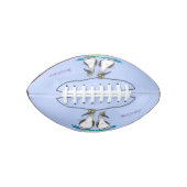 Grappig, gelukkig blauw gefundeerde cartoon die op american football (Voorkant)