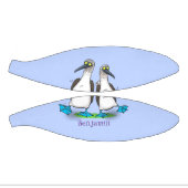 Grappig, gelukkig blauw gefundeerde cartoon die op basketbal (Panelen)