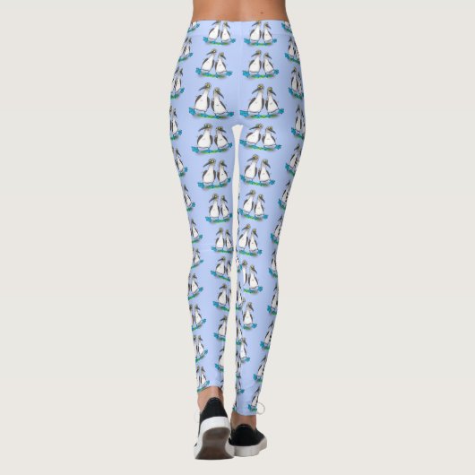Grappig, gelukkig blauw gefundeerde cartoon die op leggings (Achterkant)