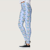 Grappig, gelukkig blauw gefundeerde cartoon die op leggings (Links)