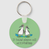 Grappig, gelukkig blauw gefundeerde cartoon die op sleutelhanger (Achterkant)